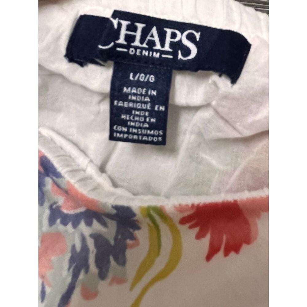 Chaps Denim Floral Tiered Maxi Skirt L 10/12 Cotton Boho Coastal Cottagecore - Picture 4 of 8